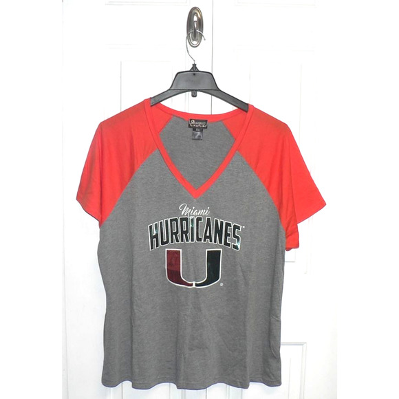Gameday Couture Women's Sequin Miami Hurricanes V-Neck Short Sleeve Tee 2XL $48 - Picture 1 of 4